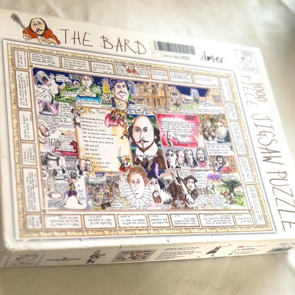 The Bard 1000 Piece Jigsaw Puzzle New! Map Marketing Shakespeare